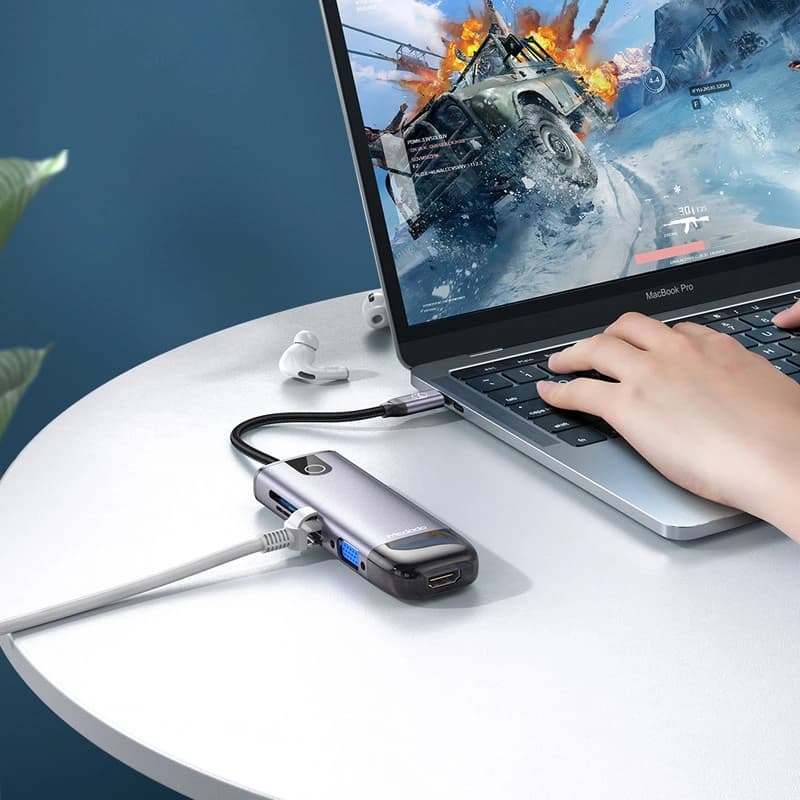 هاب 10 پورت مک دودو HU-7420 | USB-C، HDMI 4K، LAN , PD 100W — تصویر ۶