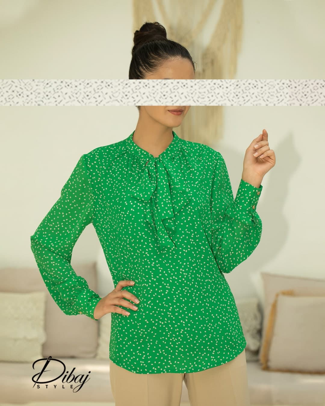 شومیز سبز خالدار (مدل شهرزاد)