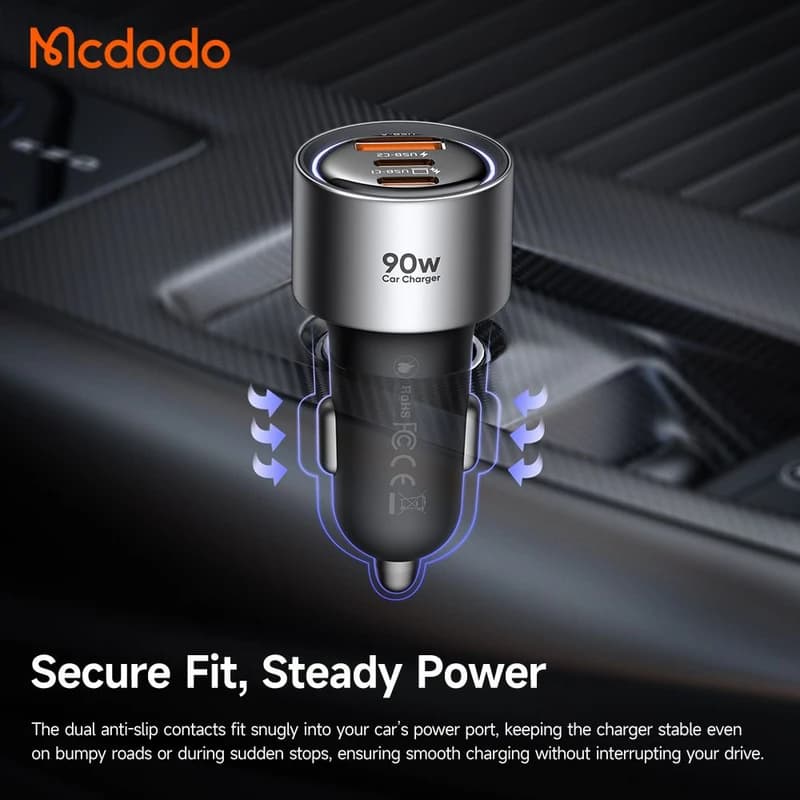 شارژر فندکی مک دودو CC-311 توان 90 وات | سه پورت PD و SFC 2.0 — تصویر ۶
