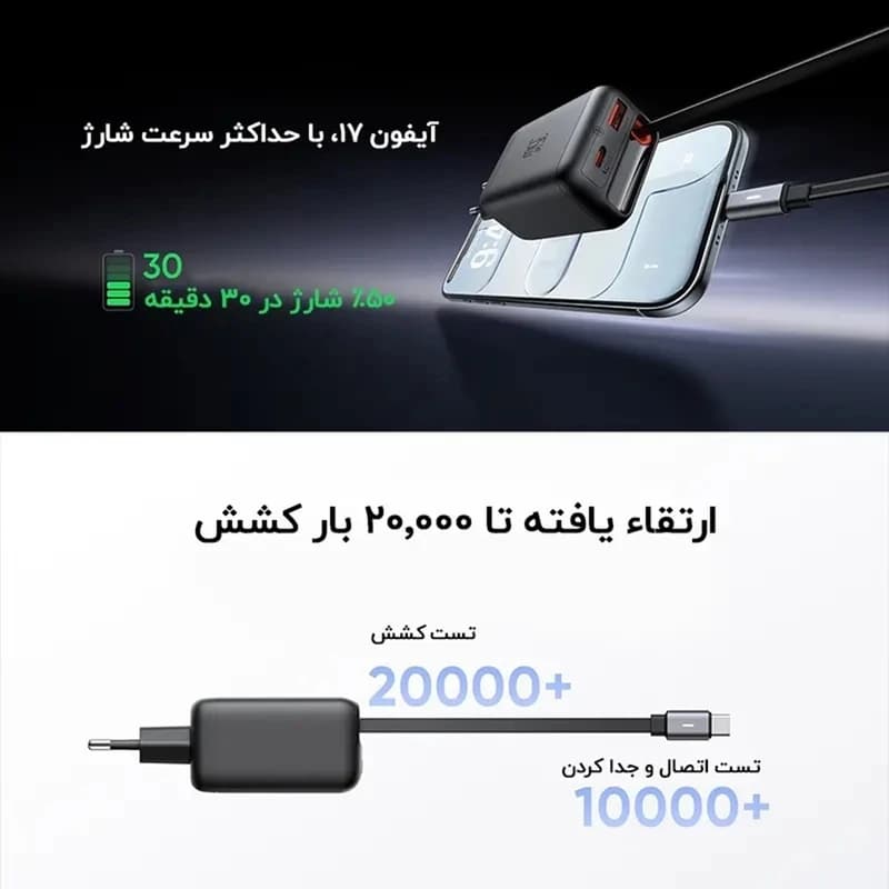 شارژر دیواری مک دودو CH1280 توان 35 وات | کابل جمع‌شونده — تصویر ۲