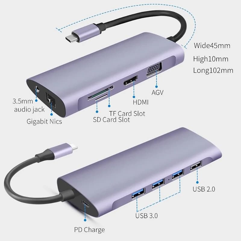 هاب 11 پورت USB-C فلای لند D09 | هاب همه کاره — تصویر ۱۲
