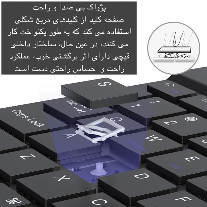 کیبورد و ماوس بی سیم مدل KIT | سوییچ ممبران و طراحی Tenkeyless — تصویر ۴