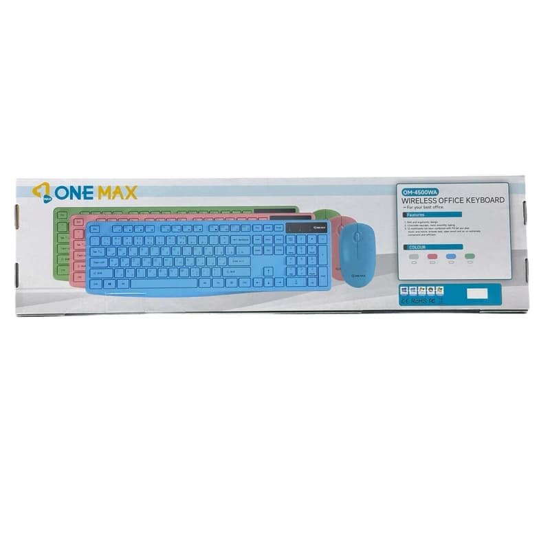 کیبورد و ماوس بی‌سیم وان مکس OM-4500WB آبی | ست وایرلس — تصویر ۴