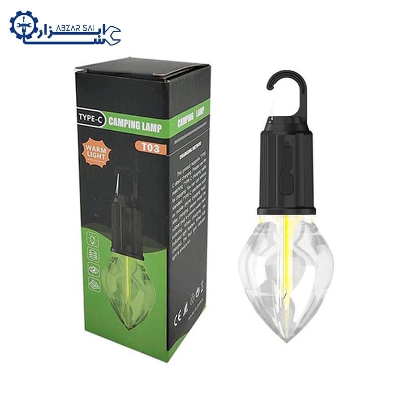 لامپ کمپینگ شارژی مدل T03 | چراغ اضطراری LED قابل شارژ Type-C