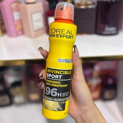 اسپری ضد تعریق مردانه لورآل مدل Invincible Sport اصل حجم 250 میلی‌لیتر 96ساعته