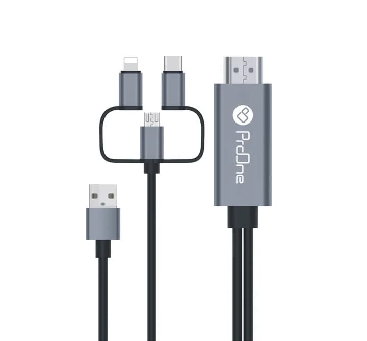 کابل تبدیل HDMI به USB-C / microUSB / لایتنینگ پرووان PCH70 طول 2 متر — تصویر ۶