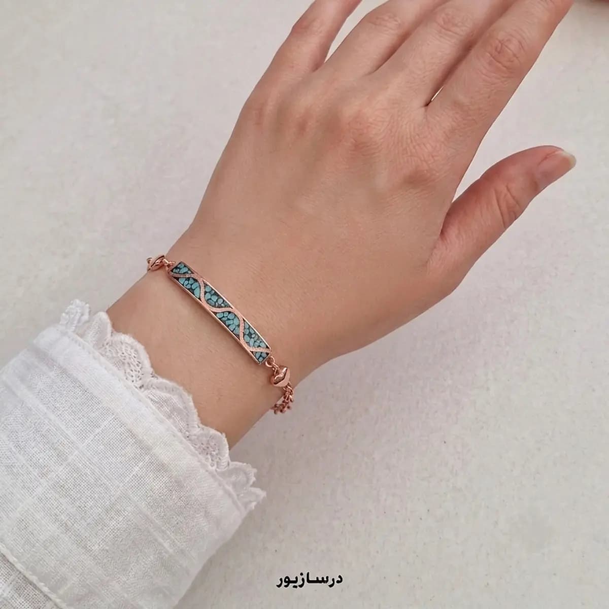 دستبند مس و فیروزه اسپرت شش