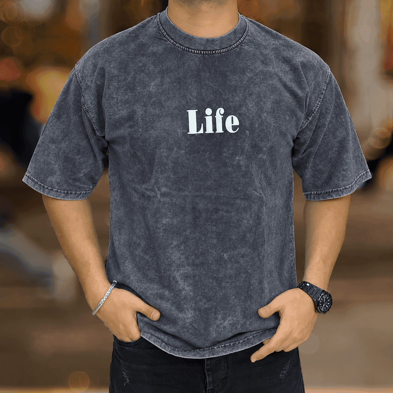 تیشرت مردانه سنگشور طرح Life مدل لش | ۵ رنگ — تصویر ۱۱