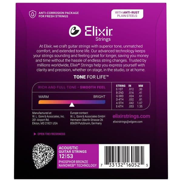 سیم گیتار آکوستیک Elixir Nanoweb Phosphor Bronze 12 53 — تصویر ۵