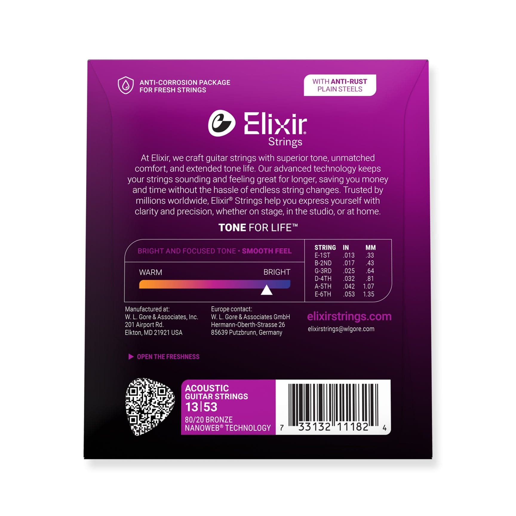 سیم گیتار آکوستیک Elixir Nanoweb 80/20 Bronze 13 53 — تصویر ۲