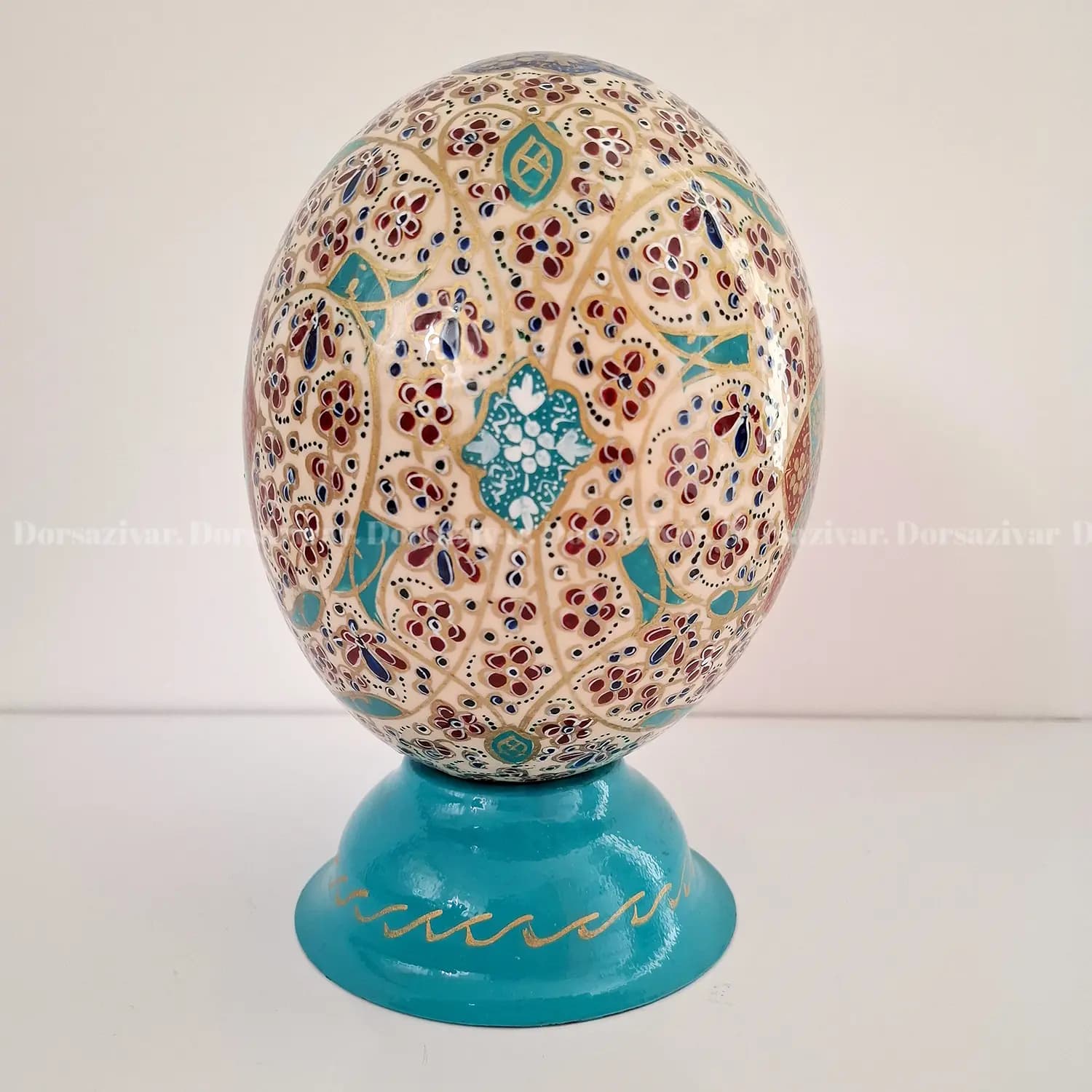 تخم شترمرغ نقاشی تذهیب کرمی — تصویر ۲