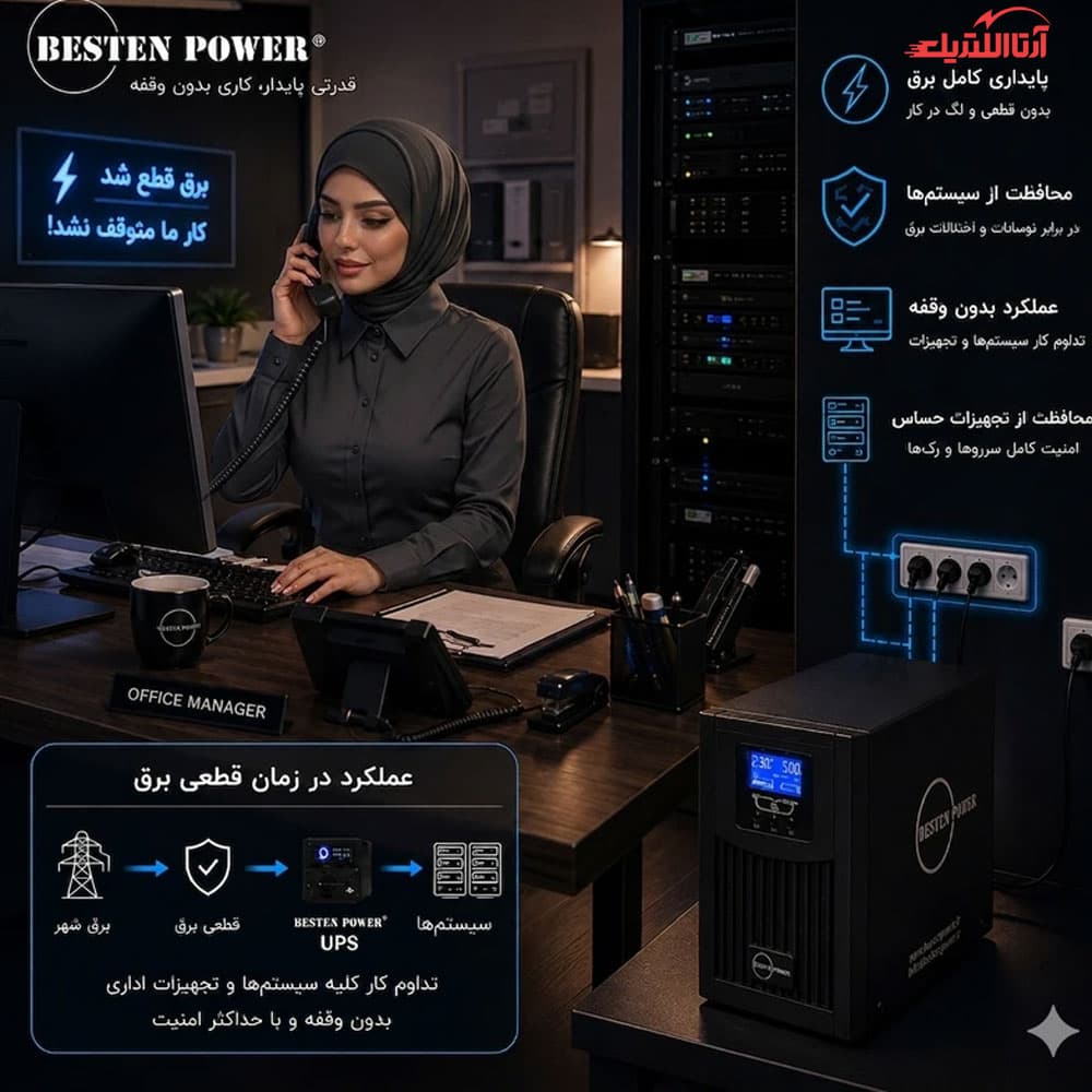 یو پی اس آنلاین 3000VA باتری خارجی بستن پاور مدل BPONLINE-3000VA-ExtPro-65Ah — تصویر ۹