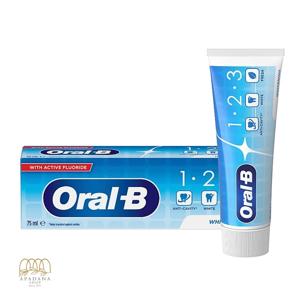 خمیر دندان سفیدکننده روزانه اورال بی 1.2.3 Whitening حجم 75 میل — تصویر ۲