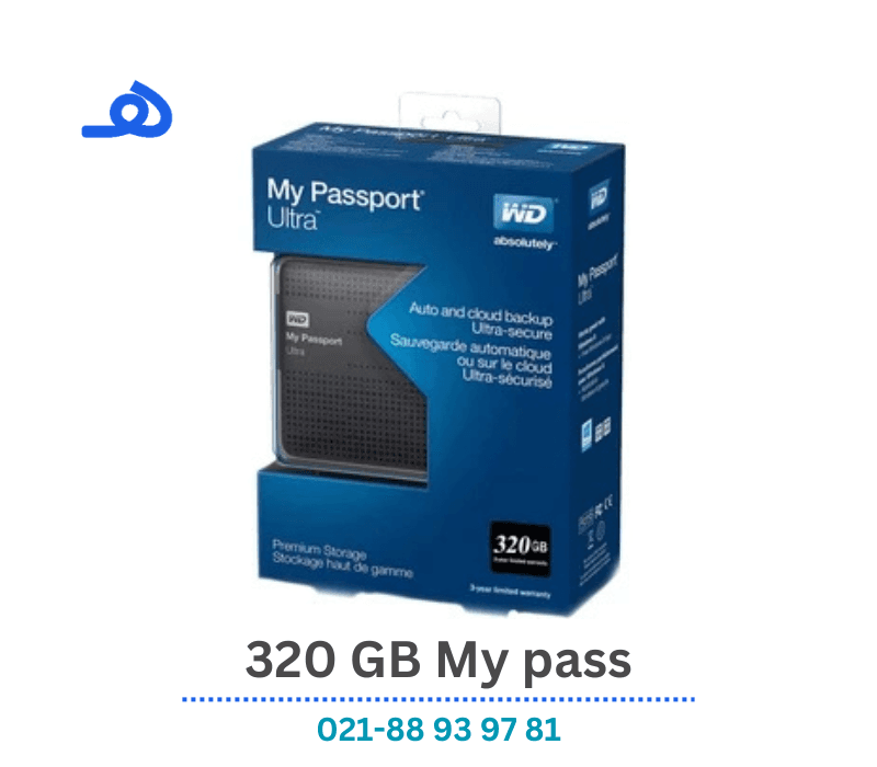 هارد اکسترنال وسترن دیجیتال مدل my passport ultra ابی ظرفیت 320 گیگابایت استوک