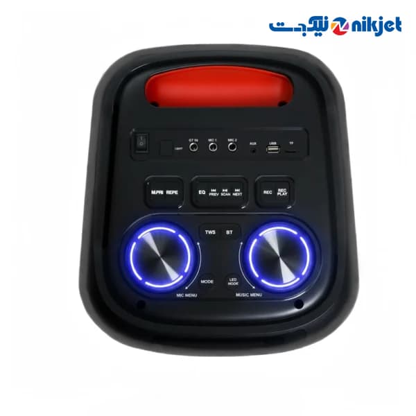 اسپیکر پارتی باکس کربی CR-2837 | اسپیکر ۵۰ وات کارائوکه با میکروفون بی‌سیم و دیسکو لایت — تصویر ۱۲