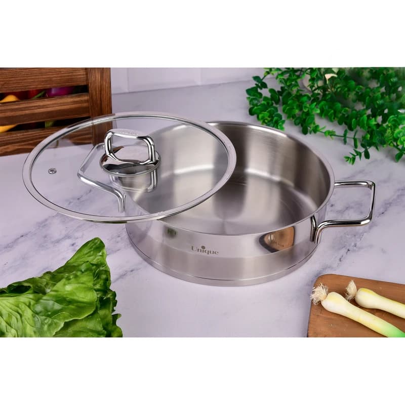 تابه دو دسته استیل یونیک کد UN-9912 سایز ۲۴ — تصویر ۵