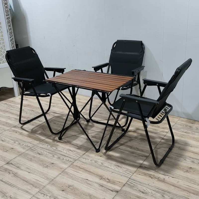 ست صندلی ساحلی تاشو VIP و میز چوبی — تصویر ۳