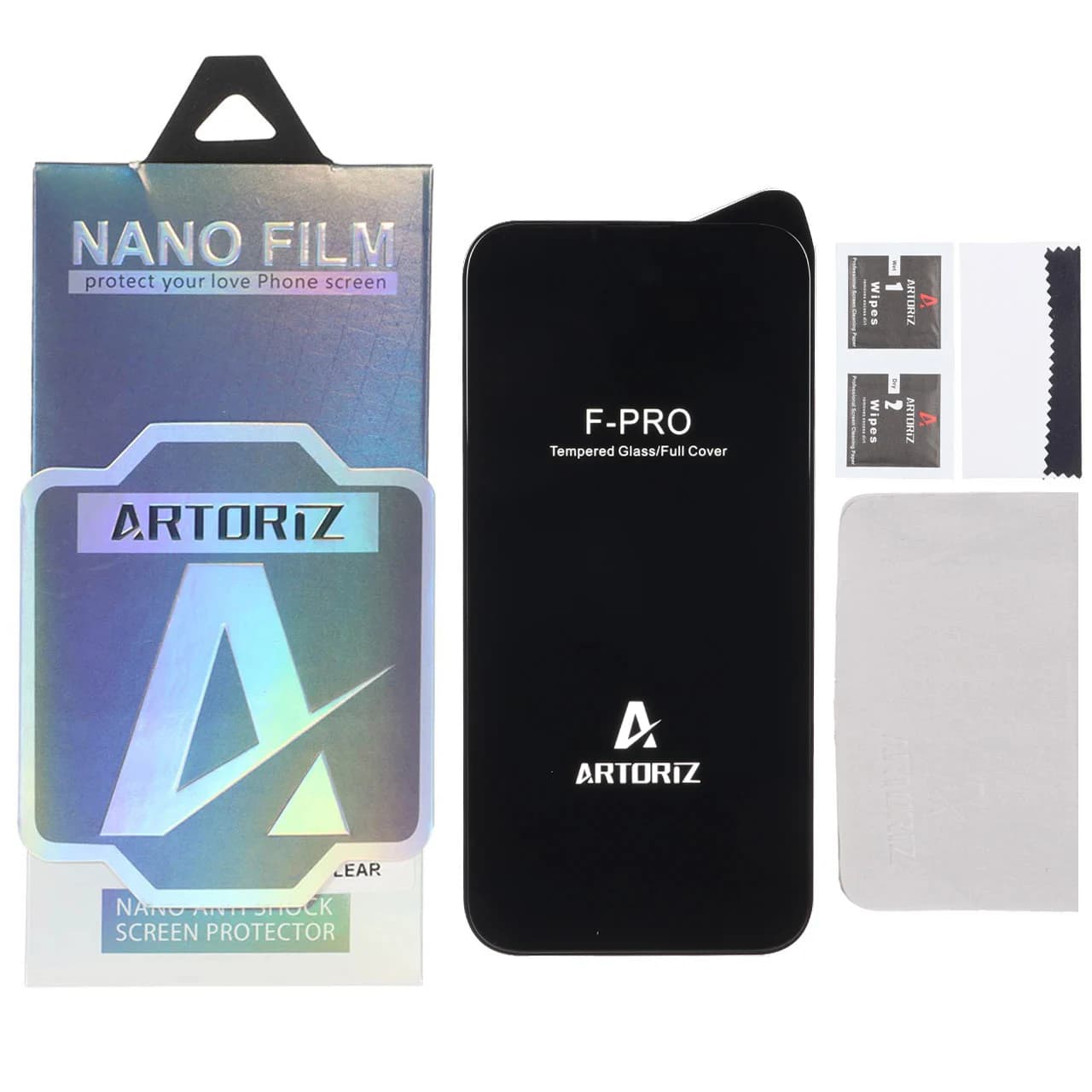 محافظ صفحه نمایش شیشه ای اورجینال Full Cover Artoriz مدل Apple iPhone 14 pro max (پک دار)