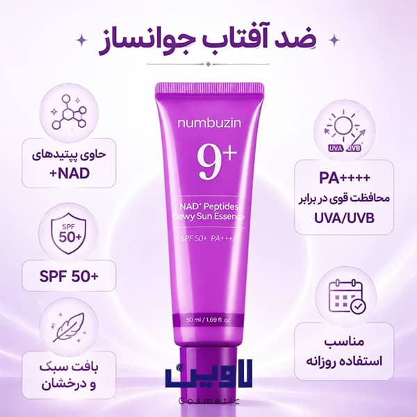 اسنس ضدآفتاب نامبوزین شماره 9 حاوی 9 پپتاید SPF50 حجم 50 میلی [اصل] — تصویر ۱۰