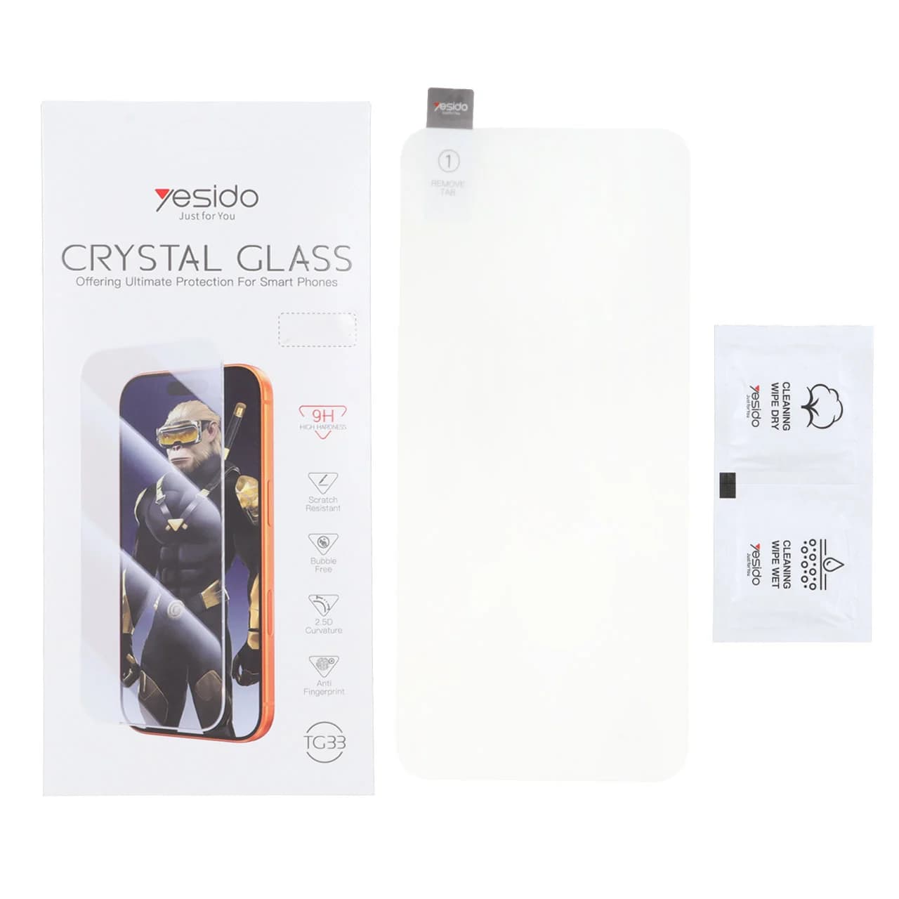 محافظ صفحه نمایش شیشه ای اورجینال بدون حاشیه Crystal Glass Yesido TG33 مدل Samsung Galaxy S25 FE / S24 FE / A57 / A37 / A56 / A36 (پک دار)