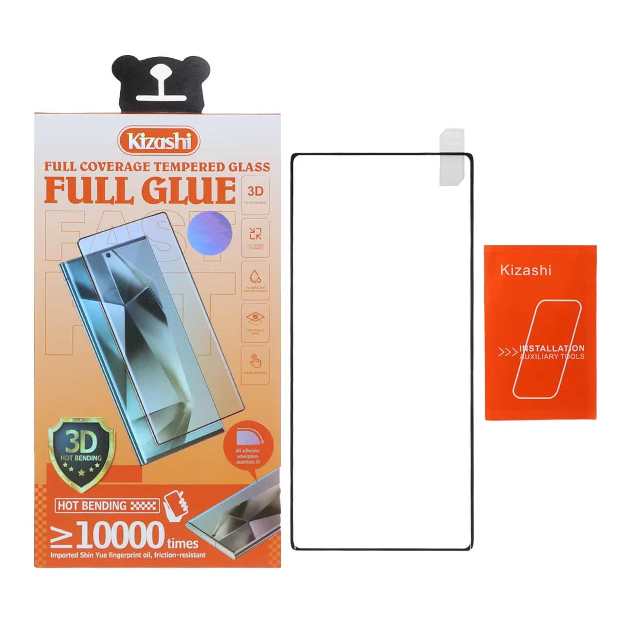 محافظ صفحه نمایش شیشه ای خم فول چسب اورجینال Kizashi مدل Samsung Galaxy S22 Ultra (پک دار) — تصویر ۲