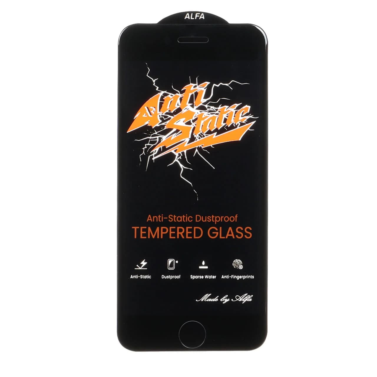 محافظ صفحه نمایش شیشه ای Full Cover Anti Static ALFA مدل Apple iPhone 6 / iPhone 7 / iPhone 8 / iPhone SE (2020) / SE (2022)