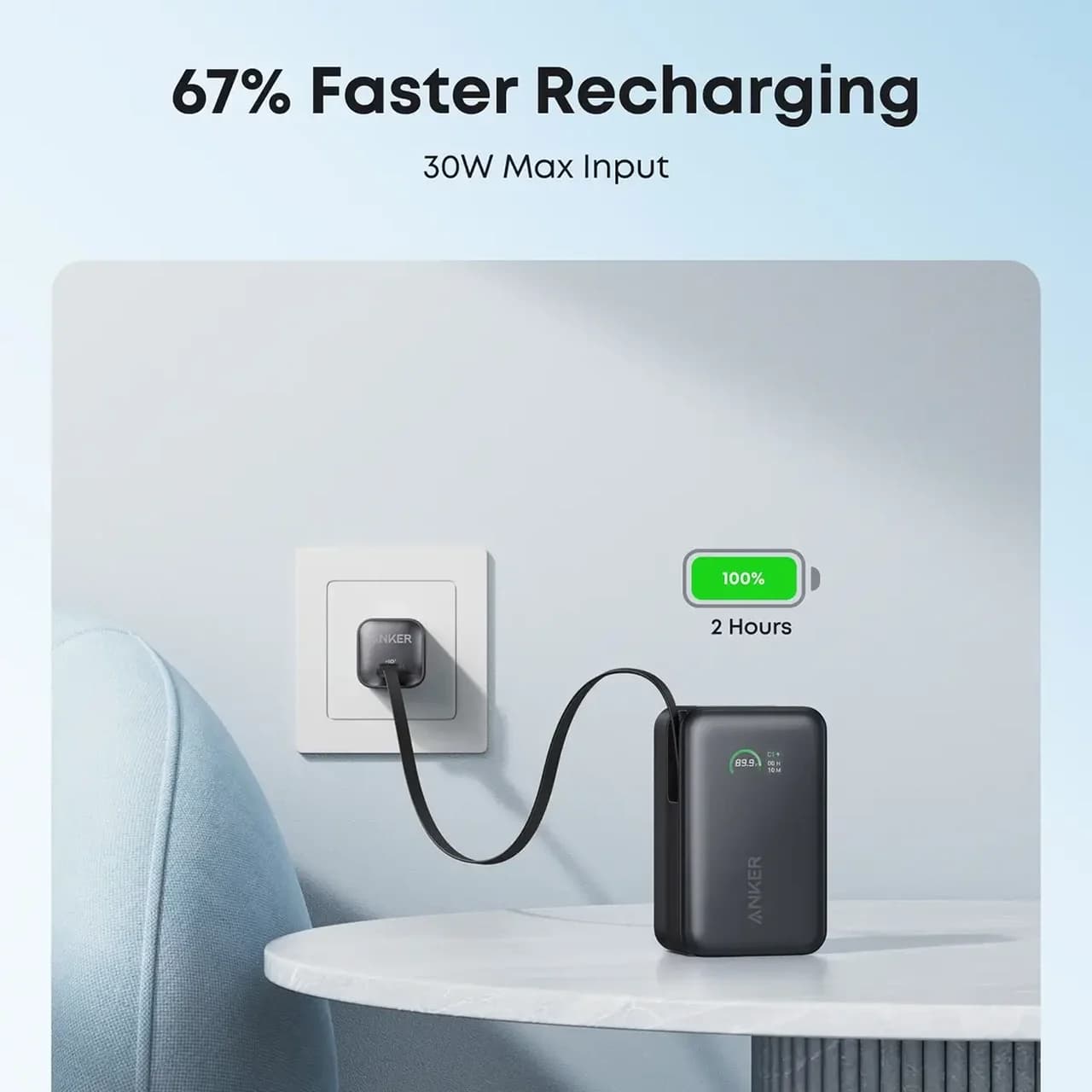 پاوربانک فست شارژ Anker 10000mAh مدل A1638H21 45W – سفید (گارانتی 18 ماهه شرکتی) — تصویر ۵