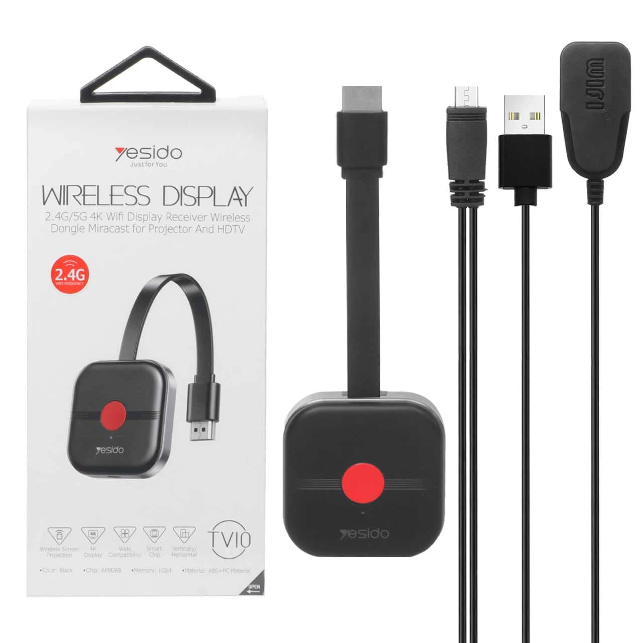 دانگل HDMI انتقال تصویر Yesido مدل WIFI TV10 (گارانتی شش ماه تعویض نیکان همراه)