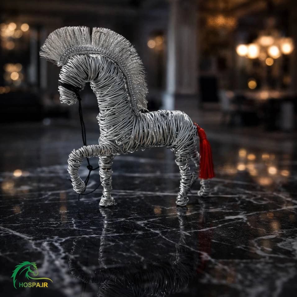 مجسمه هنری اسب شبدیز دست‌ ساز سیمی — تصویر ۲