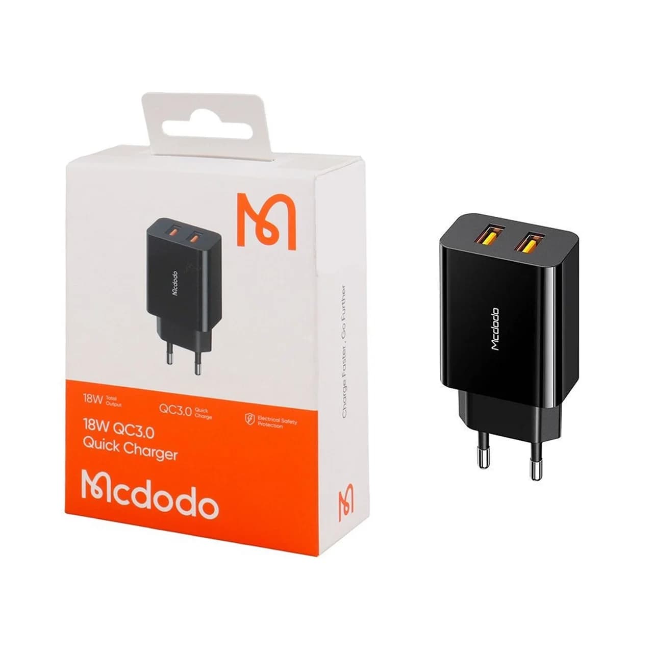 شارژر دیواری فست دو پورت Mcdodo مدل CH-8910 18W – مشکی (گارانتی متین)