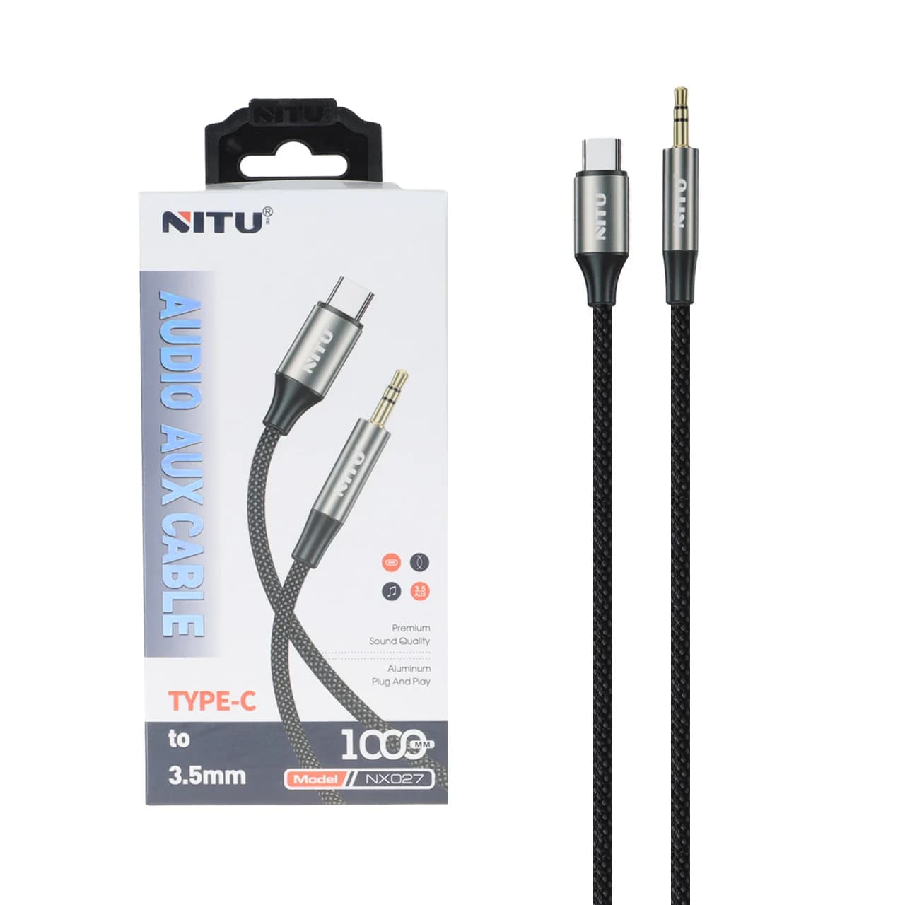 تبدیل NITU AUX To Type-C مدل NX027 – خاکستری (گارانتی 12 ماه تعویض نیکان همراه) — تصویر ۲