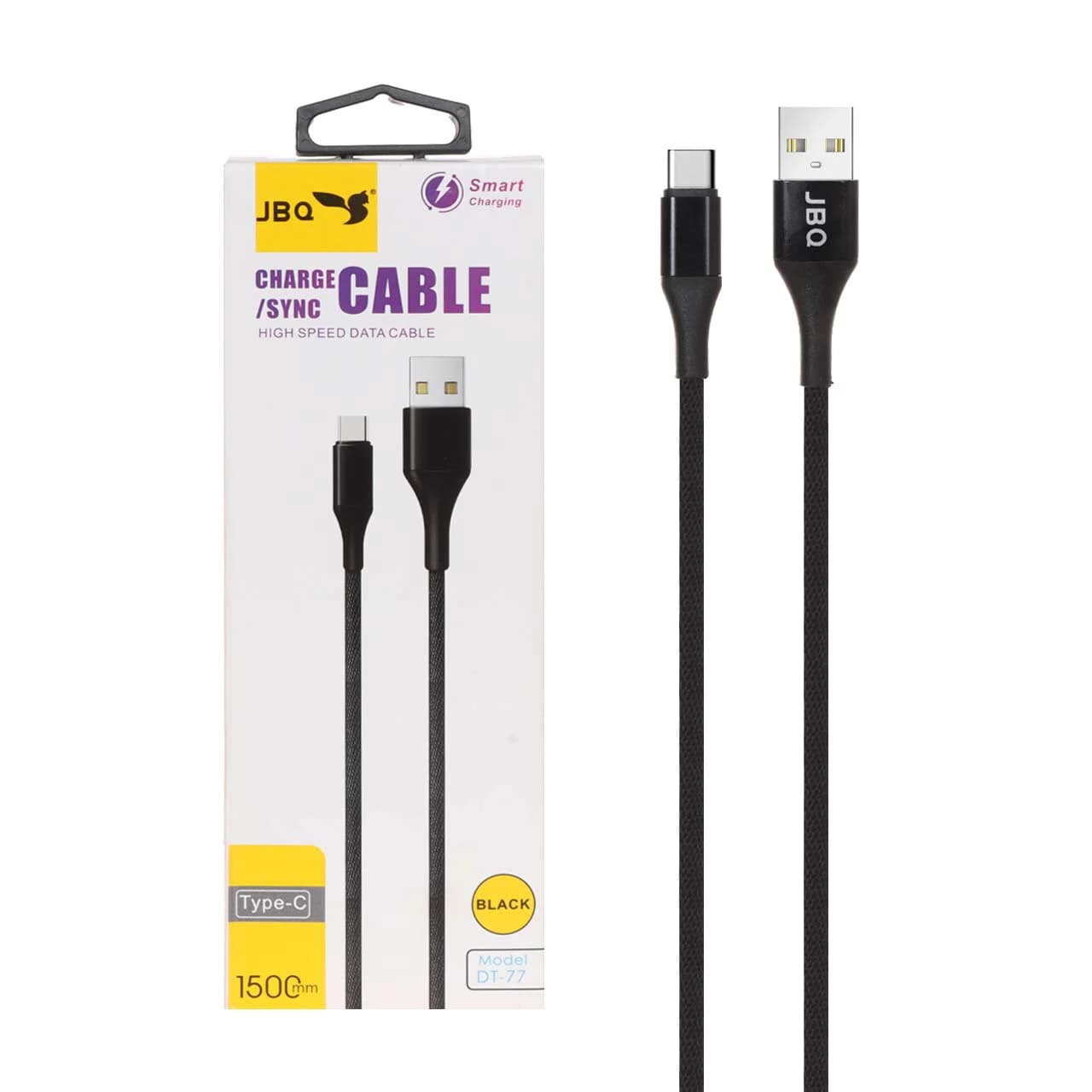 کابل شارژ 1.5 متری JBQ Type-C مدل DT-77 – مشکی (گارانتی یکساله رصاصی)
