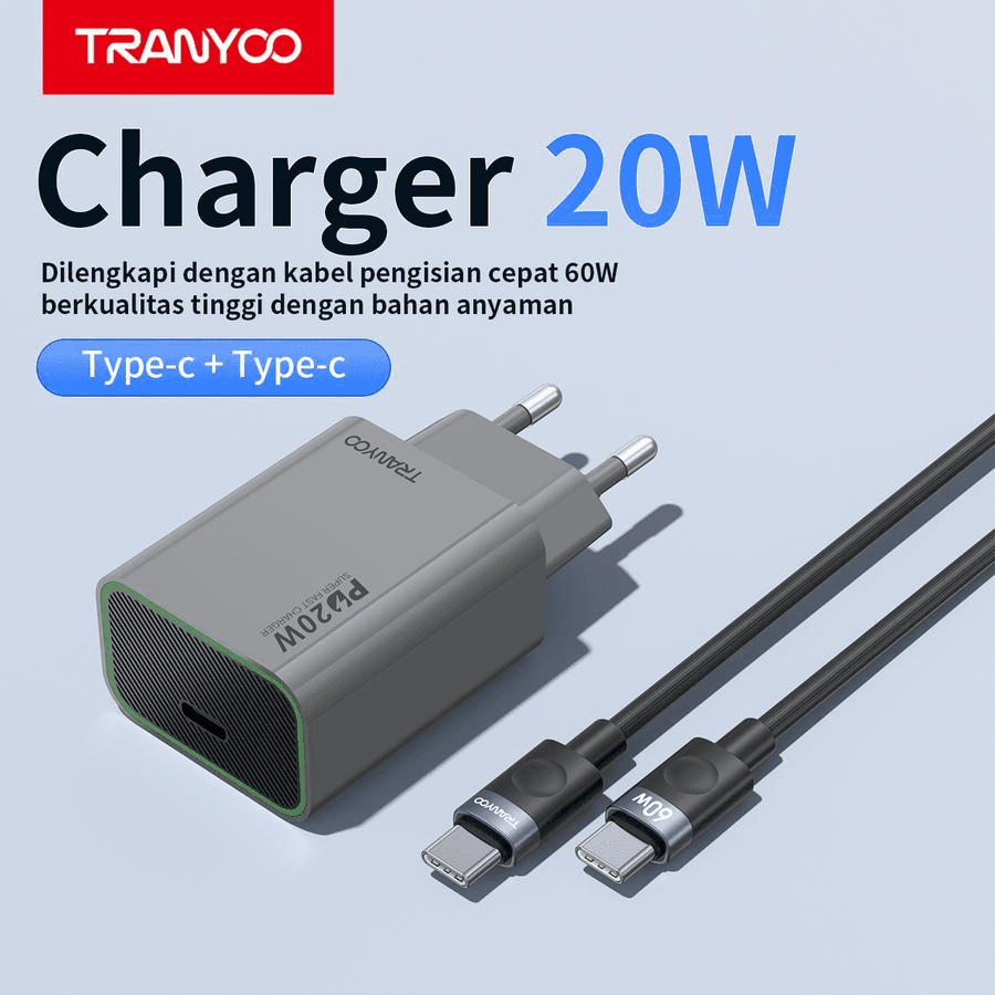 شارژر دیواری 20 وات ترانیو مدل T-EU7C به همراه کابل USB-C — تصویر ۳
