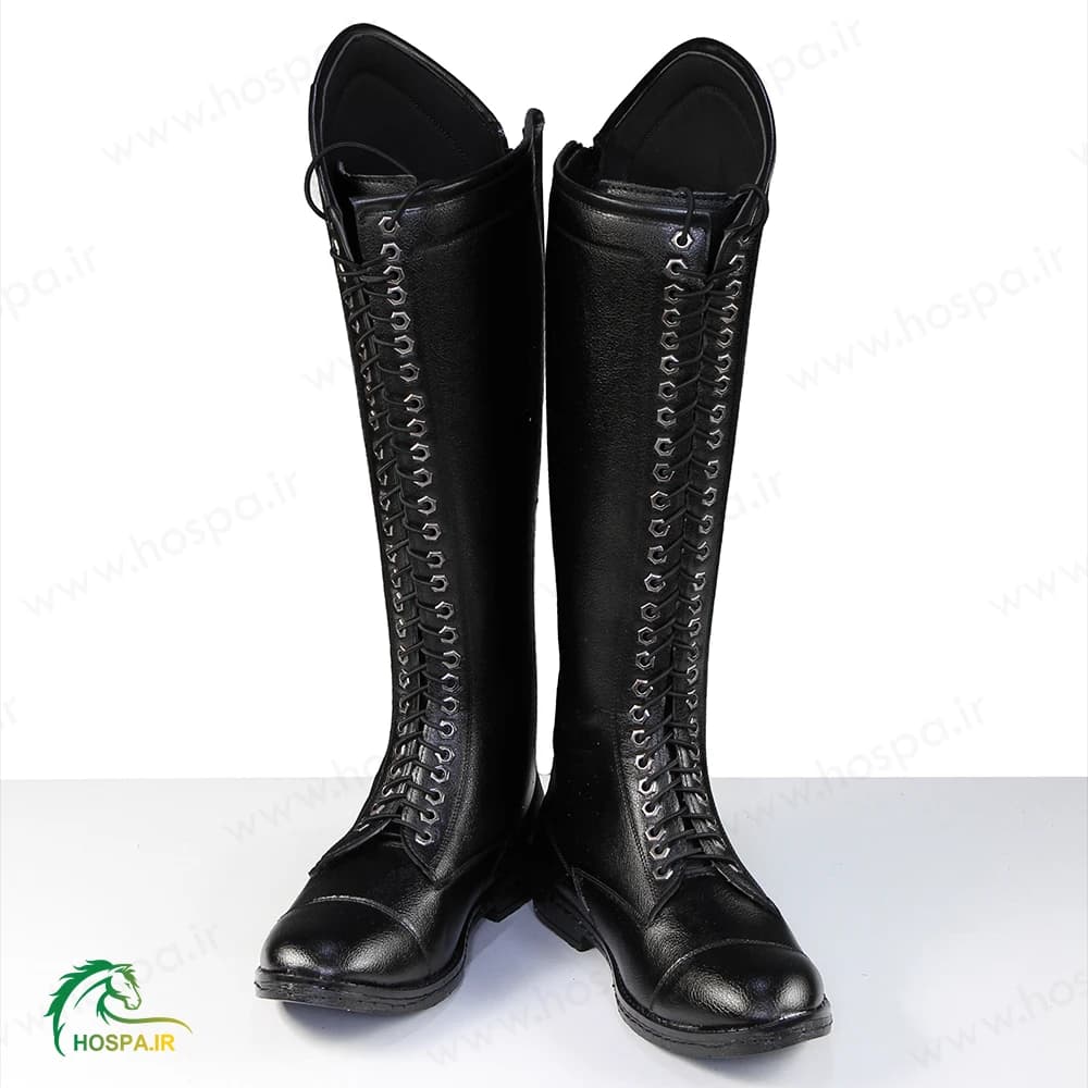 چکمه سوارکاری هوسپا مدل بندی پشت زیپ مشکی