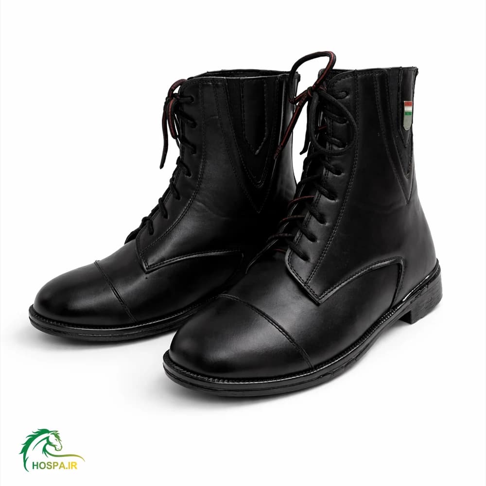 نیم بوت سوارکاری بند دار هوسپا مشکی — تصویر ۱۲