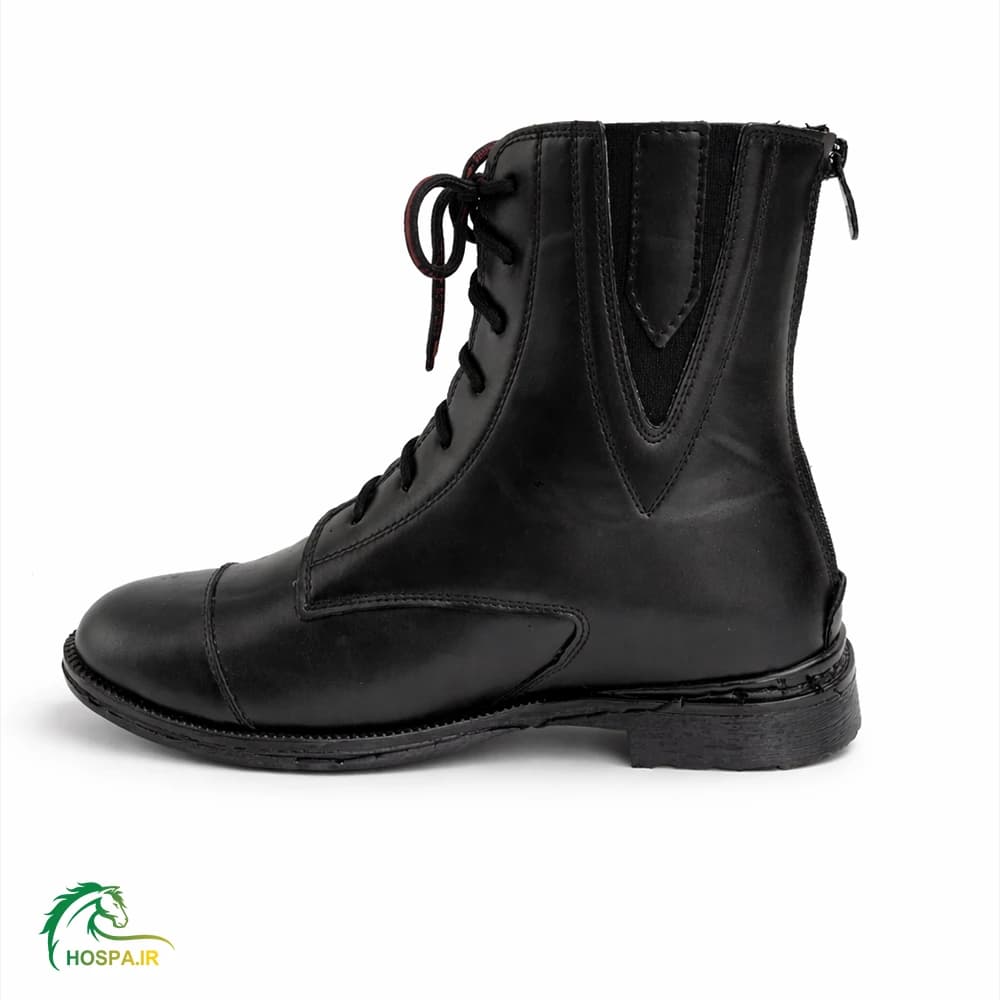 نیم بوت سوارکاری بند دار هوسپا مشکی — تصویر ۴