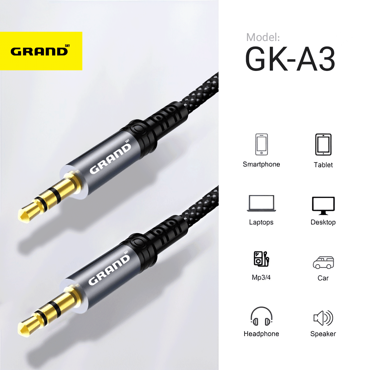 کابل Aux با جک 3.5 به 3.5 گرند اسکای مدل GK-A3 — تصویر ۶