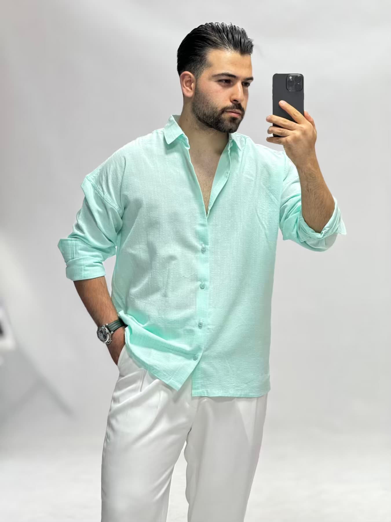 پیراهن لینن ترک باکسی-00107 — تصویر ۵