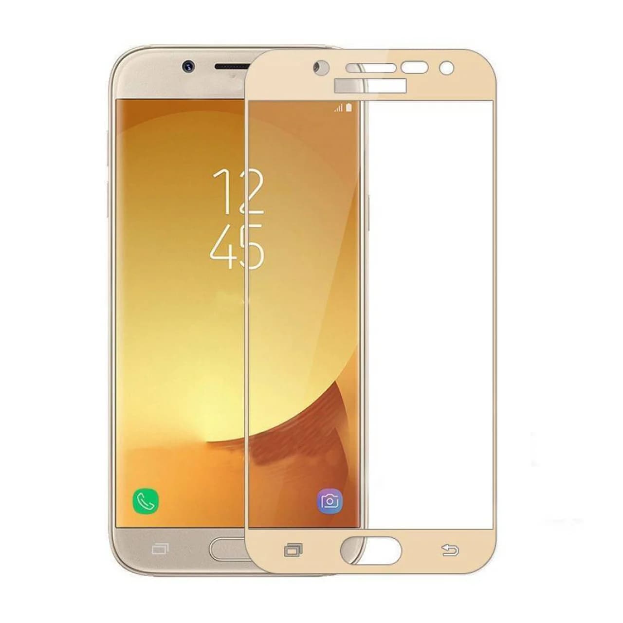 محافظ صفحه نمایش شیشه ای Samsung J4 2018 – Full Cover – طلایی (بدون پک)