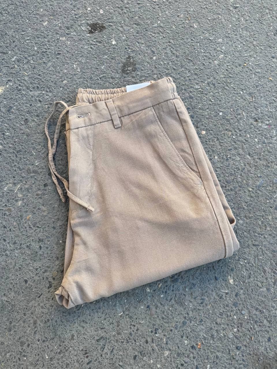 شلوار مردانه لنین ساده نسکافه ای — تصویر ۲