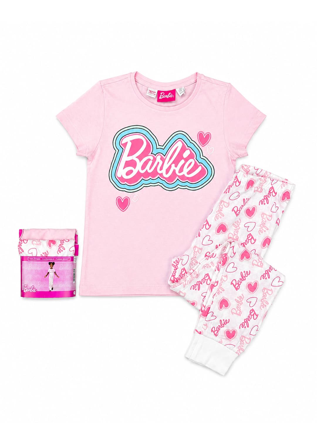 ست نخ پنبه تیشرت و شلوار دخترانه راحتی Barbie کد A4610 — تصویر ۶