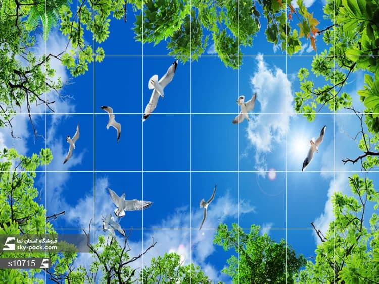 آسمان مجازی طرح پرندگان و درختان — تصویر ۳