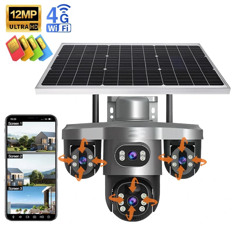 دوربین خورشیدی سیم‌کارتی 3 لنز T12-V380 — تصویر ۵
