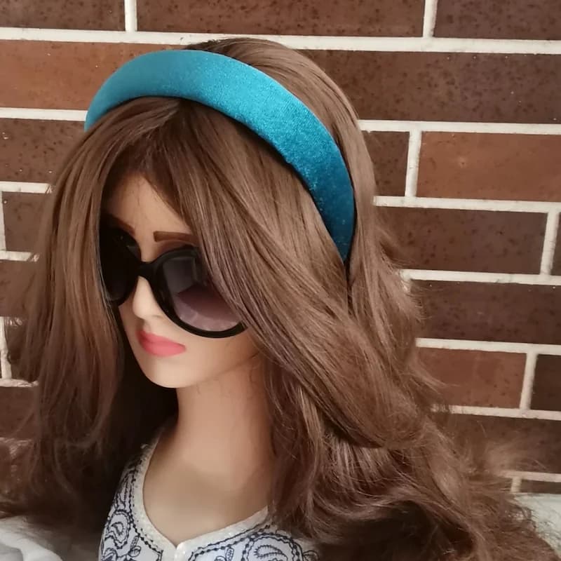تل مجلسی مخمل فیروزه ای(با اسکرانچی سِت) — تصویر ۵