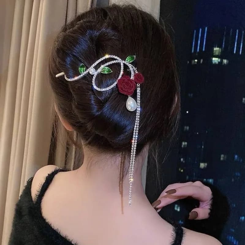 گیره موی مجلسی گل سرخ مارک فینگی