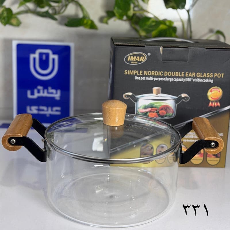 قابلمه پیرکس 2.5 لیتری دسته چوبی کد 331 — تصویر ۳
