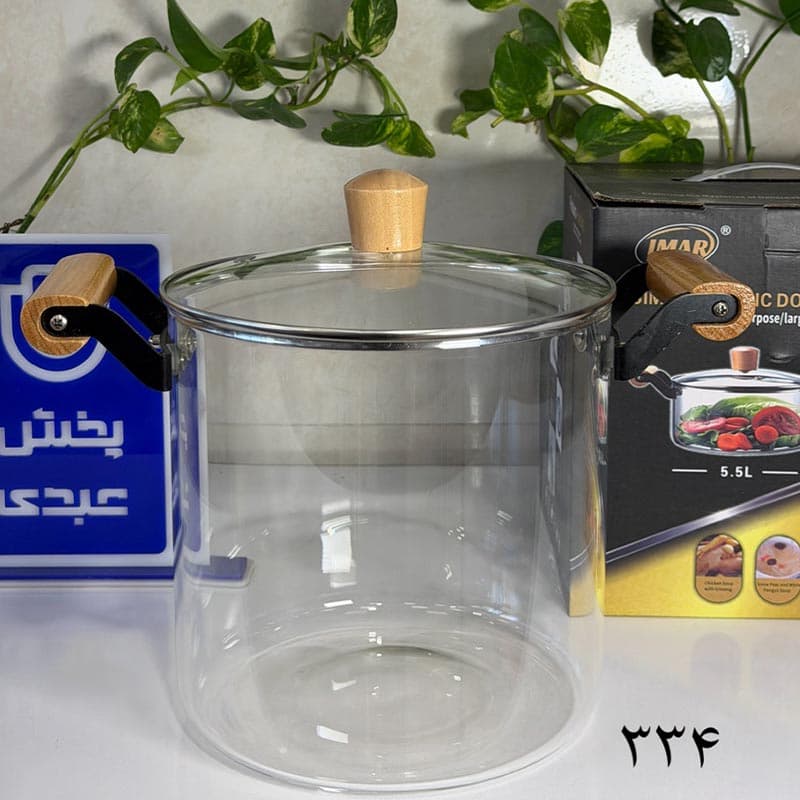 قابلمه پیرکس 5.5 لیتری دسته چوبی کد 334 — تصویر ۳