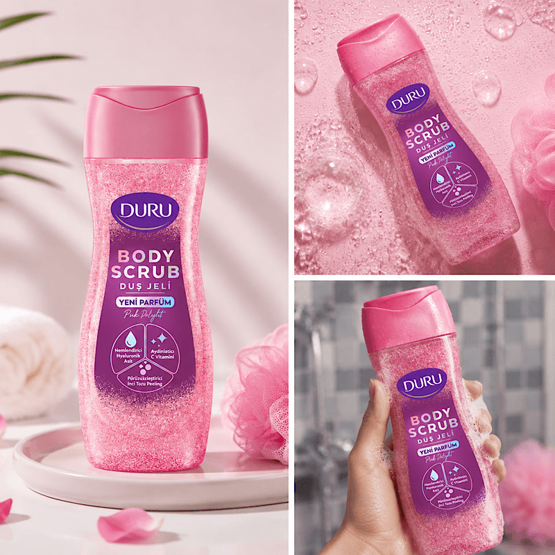 شامپو بدن اسکراب دار دورو DURU شاین دار 650 میل مدل Pink Delight — تصویر ۵