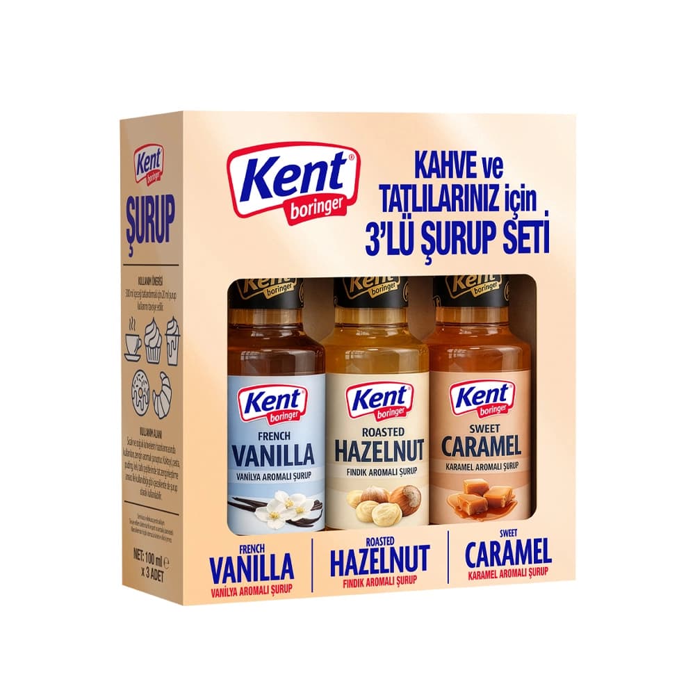 پک ۳ عددی سیروپ (شربت غلیظ طعمدهنده) قهوه و دسر کنت Kent — تصویر ۳