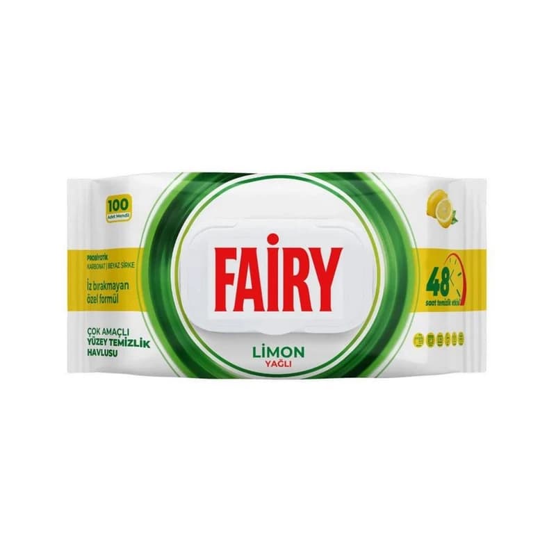 دستمال مرطوب سطوح فیری Fairy با رایحه لیمو بسته ۱۰۰ عددی — تصویر ۲
